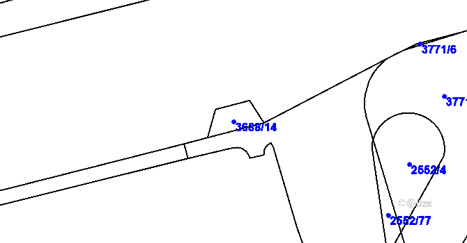 Parcela st. 3688/14 v KÚ Břevnov, Katastrální mapa