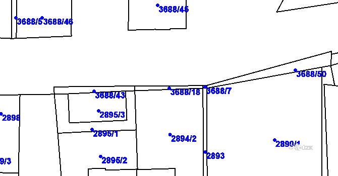 Parcela st. 3688/18 v KÚ Břevnov, Katastrální mapa