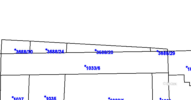 Parcela st. 3688/20 v KÚ Břevnov, Katastrální mapa