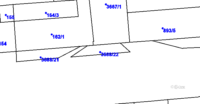 Parcela st. 3688/22 v KÚ Břevnov, Katastrální mapa