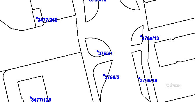 Parcela st. 3766/1 v KÚ Břevnov, Katastrální mapa
