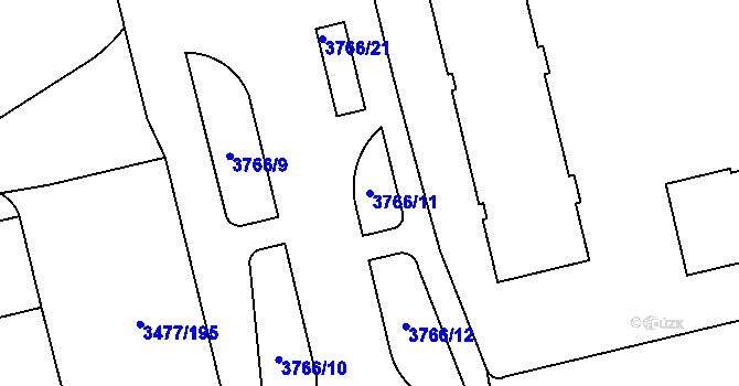 Parcela st. 3766/11 v KÚ Břevnov, Katastrální mapa