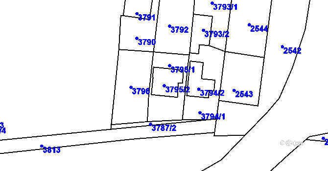 Parcela st. 3795/2 v KÚ Břevnov, Katastrální mapa