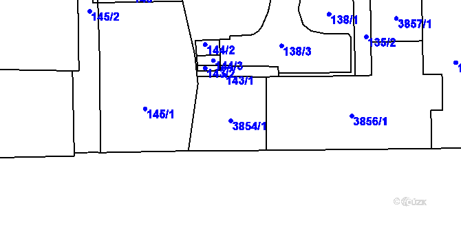 Parcela st. 3854/1 v KÚ Břevnov, Katastrální mapa