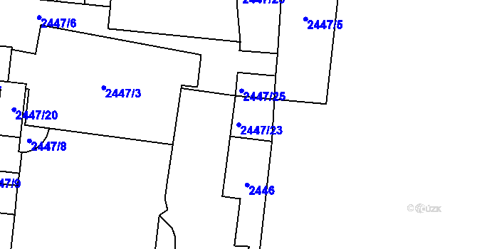 Parcela st. 2447/23 v KÚ Břevnov, Katastrální mapa