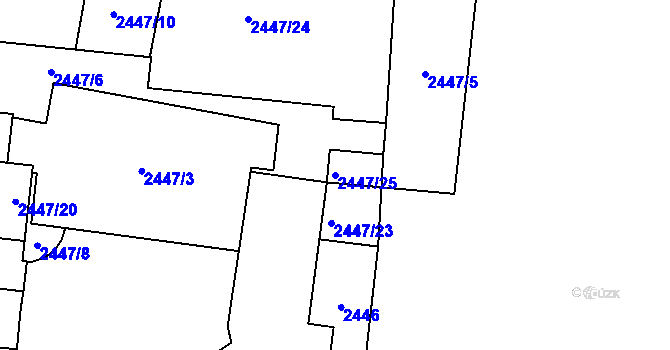 Parcela st. 2447/25 v KÚ Břevnov, Katastrální mapa