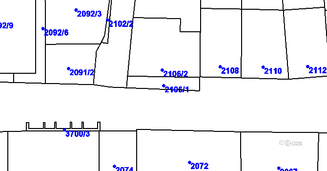 Parcela st. 2106/1 v KÚ Břevnov, Katastrální mapa
