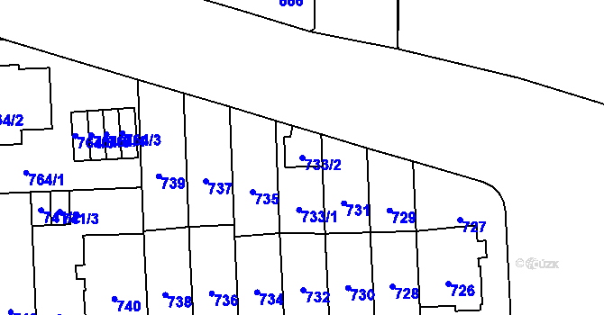 Parcela st. 733/2 v KÚ Břevnov, Katastrální mapa