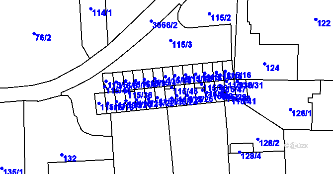 Parcela st. 115/46 v KÚ Břevnov, Katastrální mapa