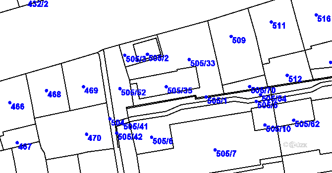 Parcela st. 505/35 v KÚ Břevnov, Katastrální mapa
