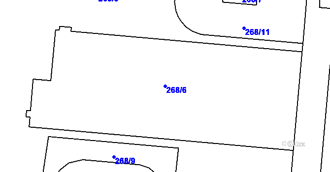 Parcela st. 268/6 v KÚ Břevnov, Katastrální mapa