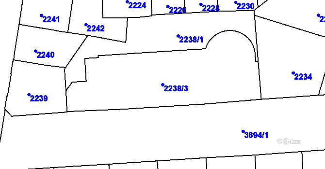 Parcela st. 2238/3 v KÚ Břevnov, Katastrální mapa