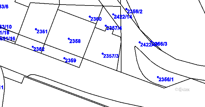 Parcela st. 2357/3 v KÚ Břevnov, Katastrální mapa