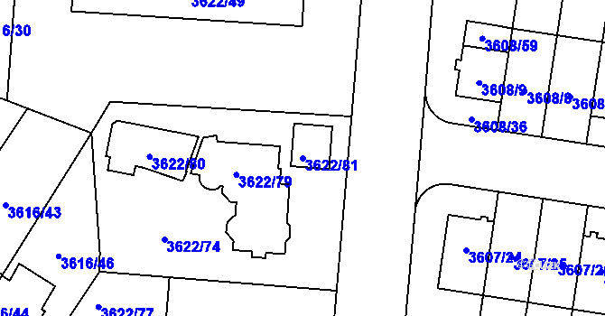 Parcela st. 3622/81 v KÚ Břevnov, Katastrální mapa
