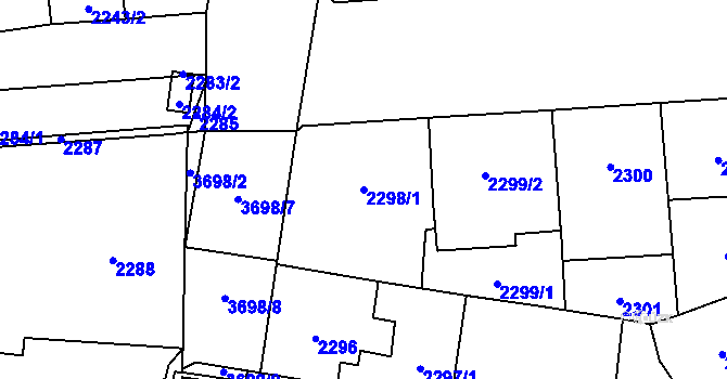 Parcela st. 2298/1 v KÚ Břevnov, Katastrální mapa