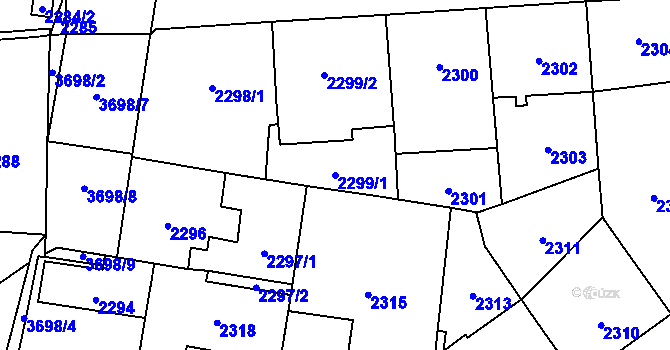 Parcela st. 2299/1 v KÚ Břevnov, Katastrální mapa