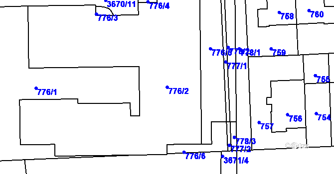 Parcela st. 776/2 v KÚ Břevnov, Katastrální mapa