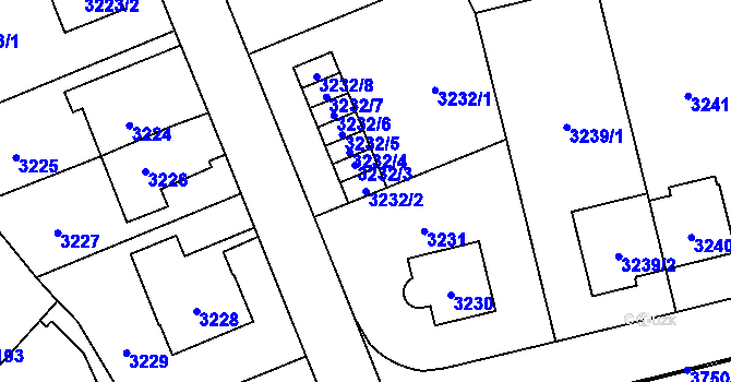Parcela st. 3232/2 v KÚ Břevnov, Katastrální mapa