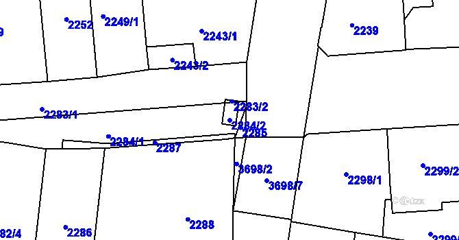 Parcela st. 2284/2 v KÚ Břevnov, Katastrální mapa