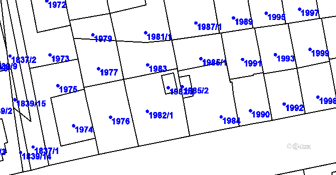 Parcela st. 1982/2 v KÚ Břevnov, Katastrální mapa