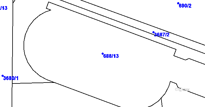 Parcela st. 688/13 v KÚ Břevnov, Katastrální mapa
