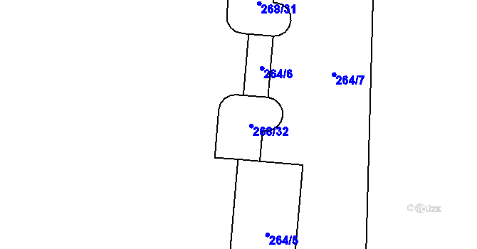 Parcela st. 268/32 v KÚ Břevnov, Katastrální mapa
