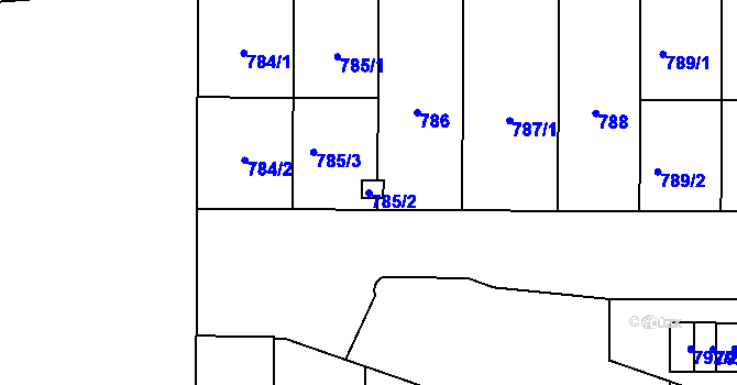 Parcela st. 785/2 v KÚ Břevnov, Katastrální mapa