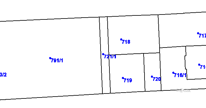 Parcela st. 721/1 v KÚ Břevnov, Katastrální mapa