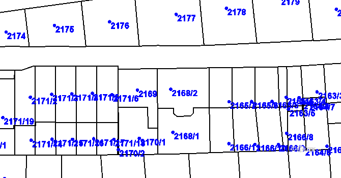 Parcela st. 2168/2 v KÚ Břevnov, Katastrální mapa