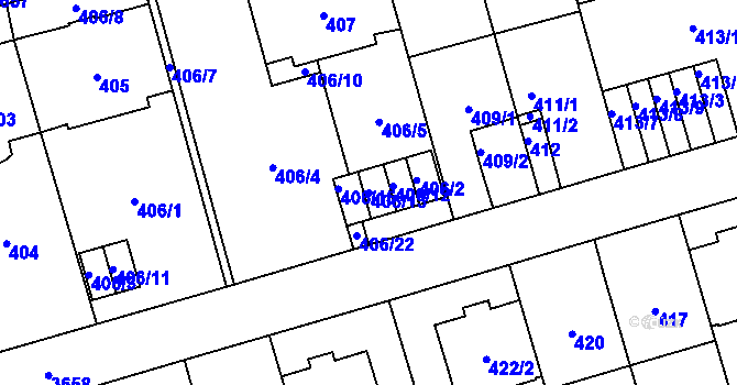 Parcela st. 406/13 v KÚ Břevnov, Katastrální mapa