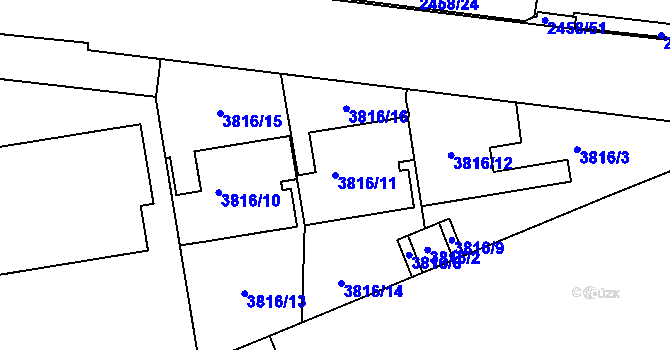 Parcela st. 3816/11 v KÚ Břevnov, Katastrální mapa