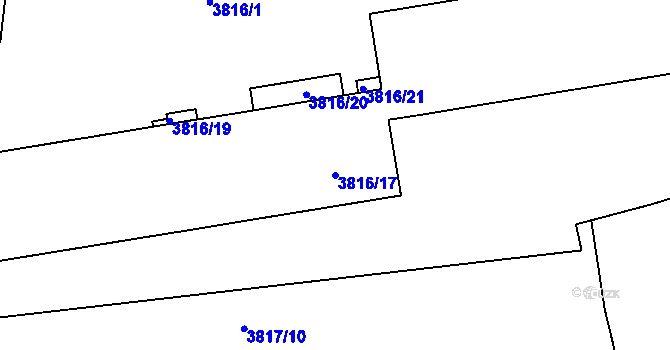 Parcela st. 3816/17 v KÚ Břevnov, Katastrální mapa