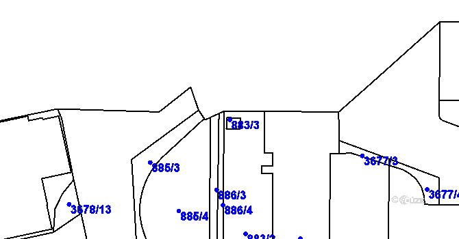 Parcela st. 883/3 v KÚ Břevnov, Katastrální mapa