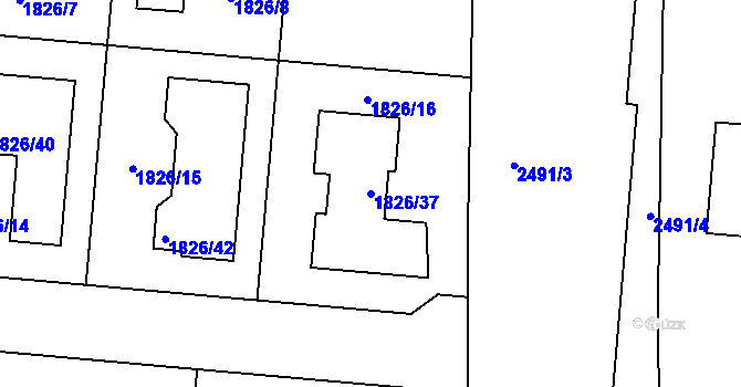 Parcela st. 1826/37 v KÚ Břevnov, Katastrální mapa