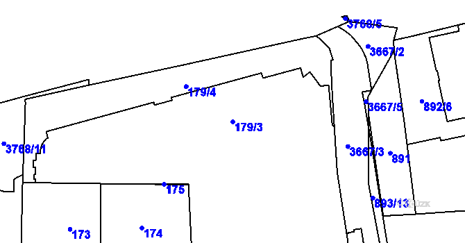 Parcela st. 179/3 v KÚ Břevnov, Katastrální mapa