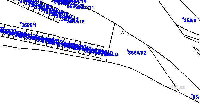 Parcela st. 3585/33 v KÚ Břevnov, Katastrální mapa