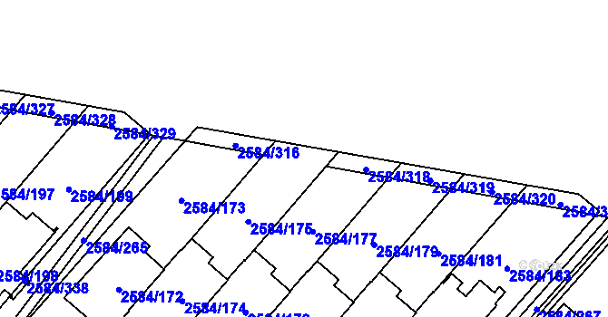 Parcela st. 2584/317 v KÚ Břevnov, Katastrální mapa