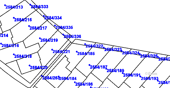 Parcela st. 2584/322 v KÚ Břevnov, Katastrální mapa