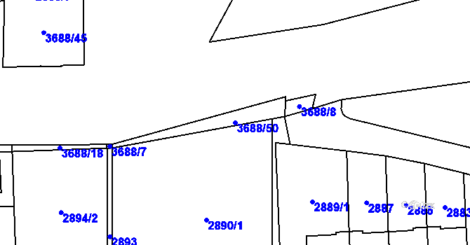 Parcela st. 3688/50 v KÚ Břevnov, Katastrální mapa