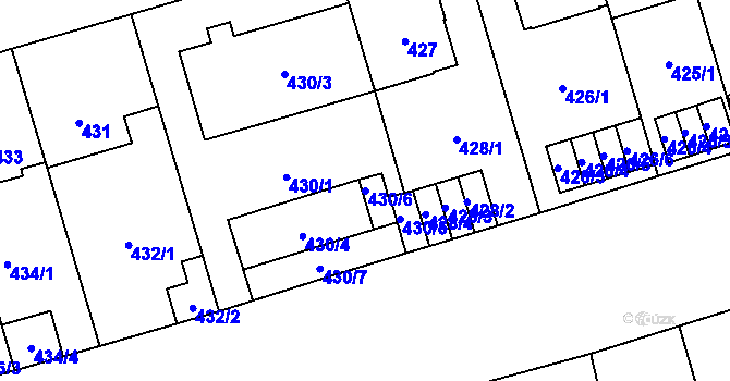 Parcela st. 430/6 v KÚ Břevnov, Katastrální mapa