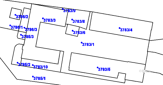 Parcela st. 3783/1 v KÚ Břevnov, Katastrální mapa