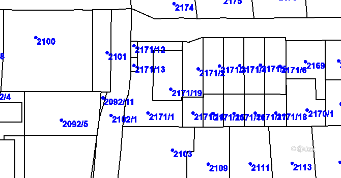 Parcela st. 2171/19 v KÚ Břevnov, Katastrální mapa