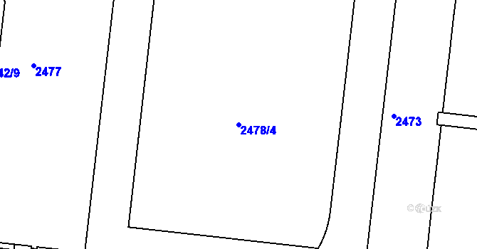 Parcela st. 2478/4 v KÚ Břevnov, Katastrální mapa