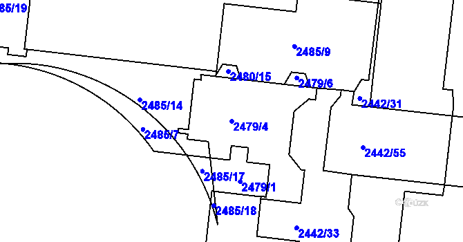 Parcela st. 2479/4 v KÚ Břevnov, Katastrální mapa