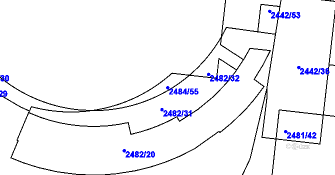 Parcela st. 2484/55 v KÚ Břevnov, Katastrální mapa