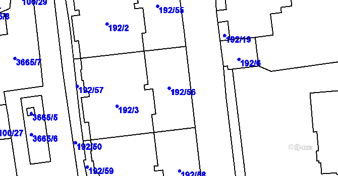 Parcela st. 192/56 v KÚ Břevnov, Katastrální mapa