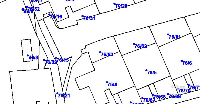 Parcela st. 76/63 v KÚ Břevnov, Katastrální mapa
