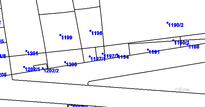 Parcela st. 1197/2 v KÚ Břevnov, Katastrální mapa