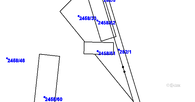 Parcela st. 2458/61 v KÚ Břevnov, Katastrální mapa