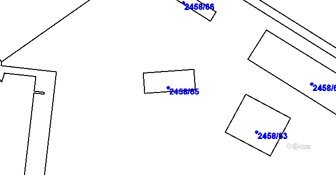 Parcela st. 2458/65 v KÚ Břevnov, Katastrální mapa